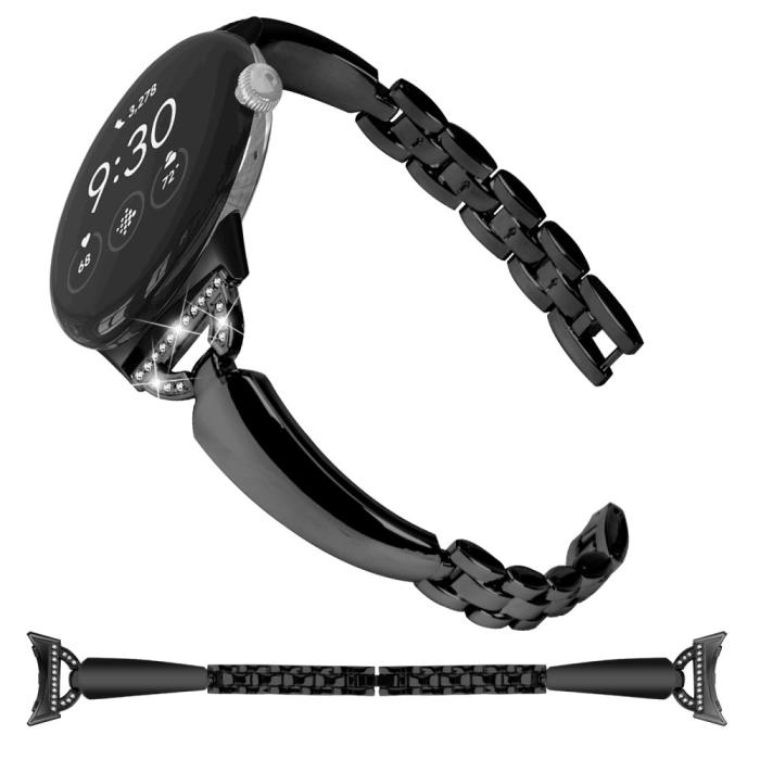 Bild 2, Google Pixel Watch / Watch 2 Metal Bling Armband Svart