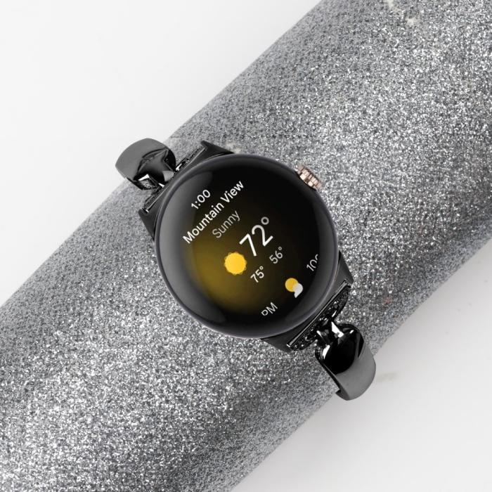 Bild 3, Google Pixel Watch / Watch 2 Metal Bling Armband Svart