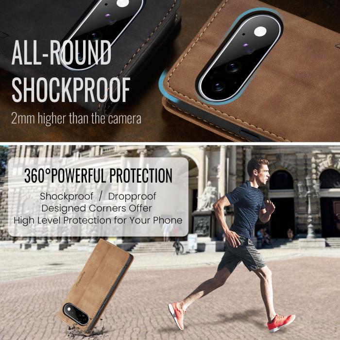 Bild 6, CASEME Google Pixel 11 / 11 Pro Fodral RFID Läder Brun