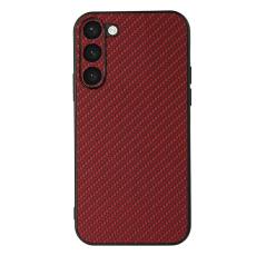 Samsung Galaxy S23 Skal Läderbelagt Kolfiber Textur Röd