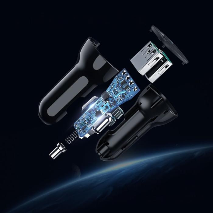 Bild 3, Choetech 30W 2x USB QC Billaddare Snabbladdare Svart