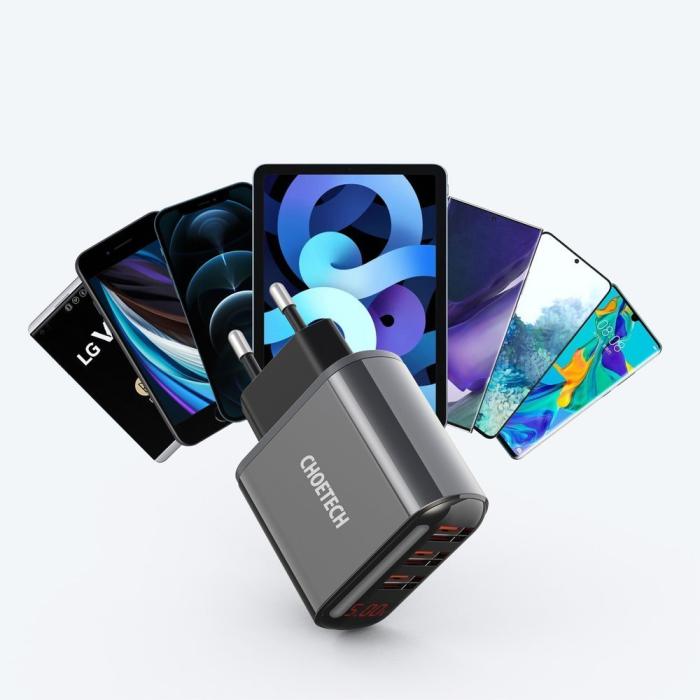 Bild 4, Choetech 3.4A 3x USB Väggladdare Svart