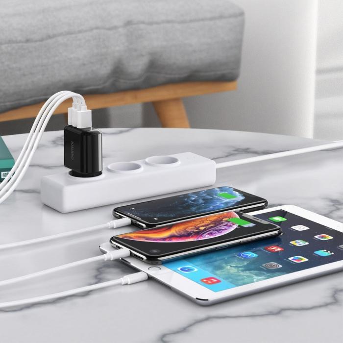 Bild 5, Choetech 3.4A 3x USB Väggladdare Svart
