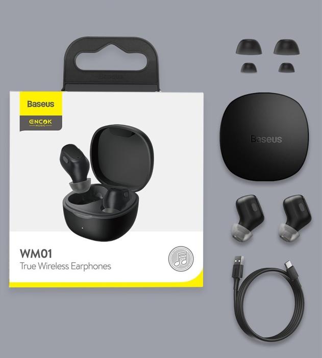 Bild 1, Baseus Encok WM01 True Wireless Hörlurar - Svart