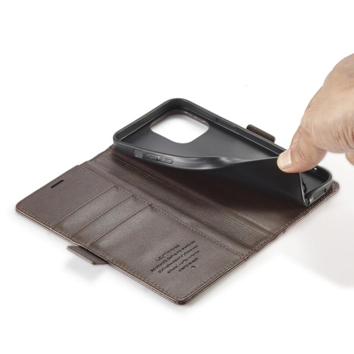 Bild 6, LC.IMEEKE iPhone 14 Fodral Med Magnetiskt Stängning Brun