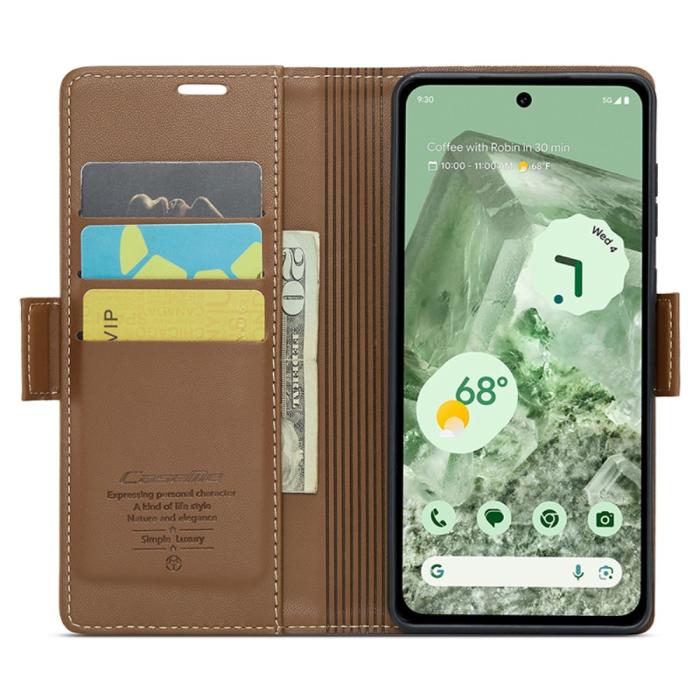 Bild 2, CASEME Google Pixel 8A Fodral Läder RFID Brun