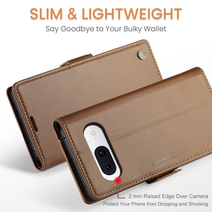 Bild 5, CASEME Google Pixel 8A Fodral Läder RFID Brun