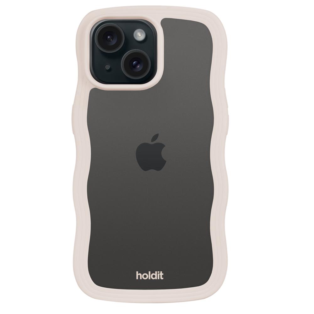 holdit iPhone 15 Plus / 14 Plus Skal Wavy Light Beige Transparent