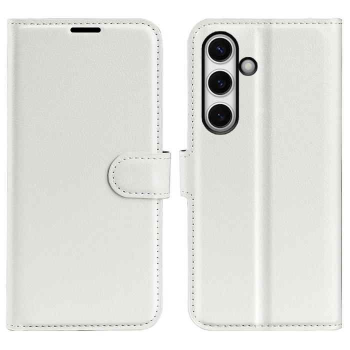 Bild 1, Samsung Galaxy S24 FE Fodral Litchi Läder Textur Vit