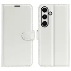 Samsung Galaxy S24 FE Fodral Litchi Läder Textur Vit
