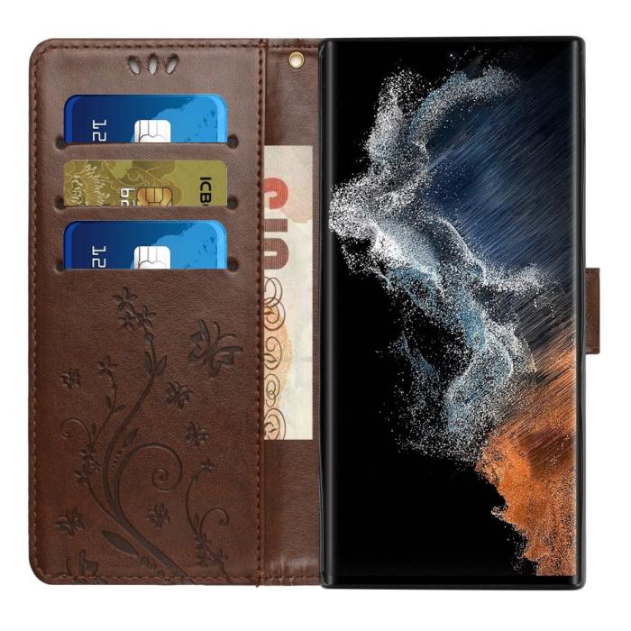Bild 2, Samsung Galaxy S23 Ultra Fodral Med Tryck Brun