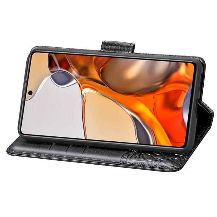 Bild 5, Xiaomi 11T / 11T Pro Fodral Läder Butterfly Svart