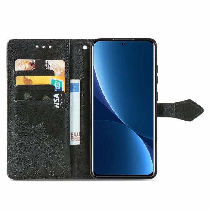 Bild 2, Xiaomi 12T / 12T Pro Fodral Mandala Läder Svart