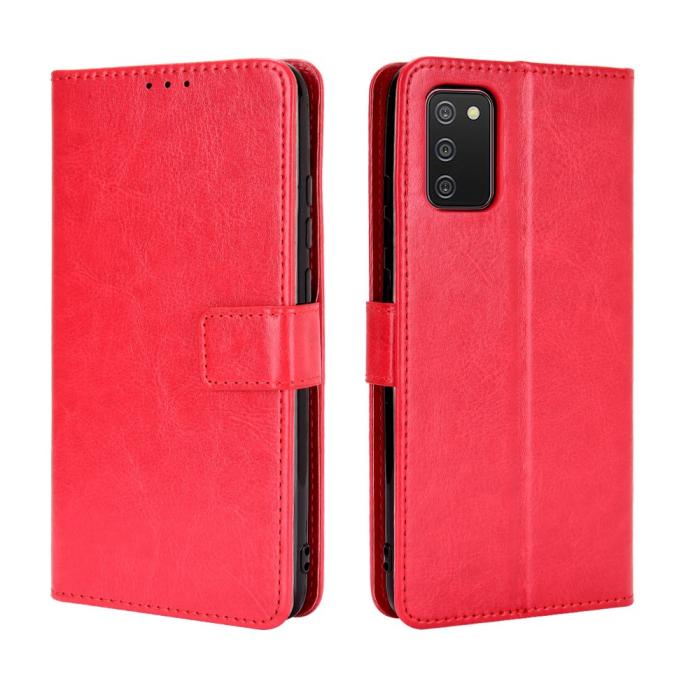 Bild 2, Samsung Galaxy A02s - Crazy Horse Läder Fodral - Röd