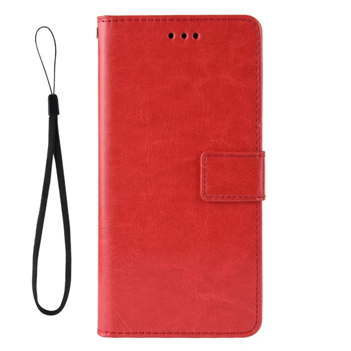 Bild 3, Samsung Galaxy A02s - Crazy Horse Läder Fodral - Röd
