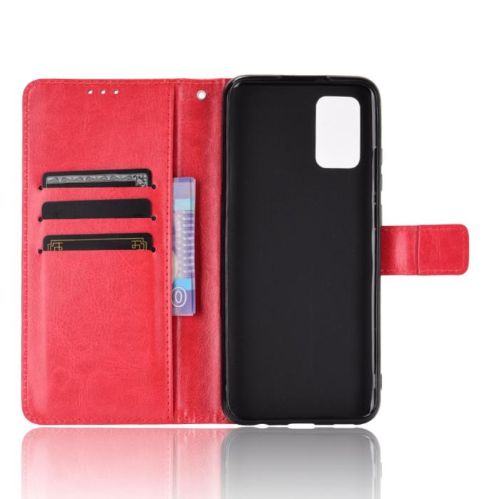 Bild 4, Samsung Galaxy A02s - Crazy Horse Läder Fodral - Röd