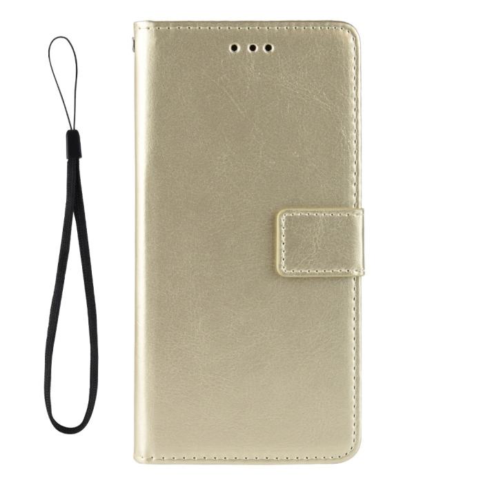Bild 3, Samsung Galaxy A02s - Crazy Horse Läder Fodral - Guld