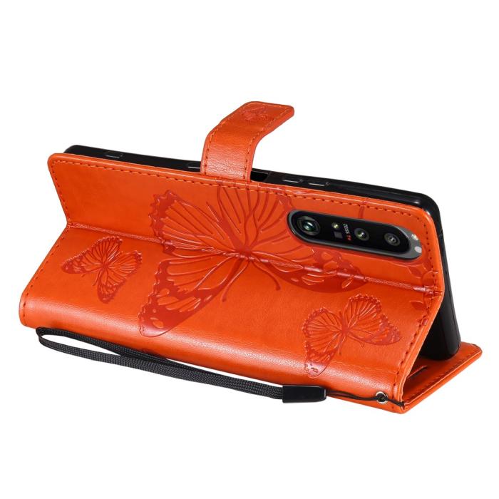 Bild 5, Sony Xperia 1 III - Butterfly Läder Fodral - Orange