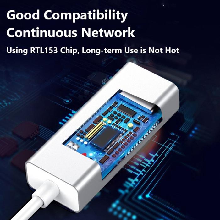 Bild 4, USB-C Till RJ45 Nätverksadapter Grå