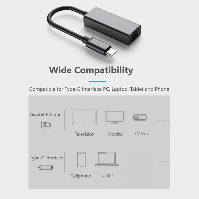 Bild 6, USB-C Till RJ45 Nätverksadapter Grå