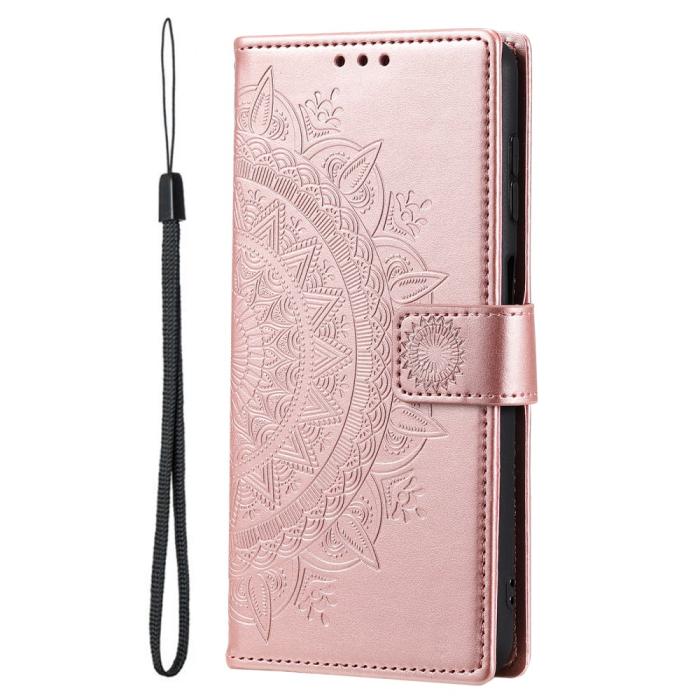 Bild 2, Samsung Galaxy S22 Ultra Fodral Mandala Läder Roséguld