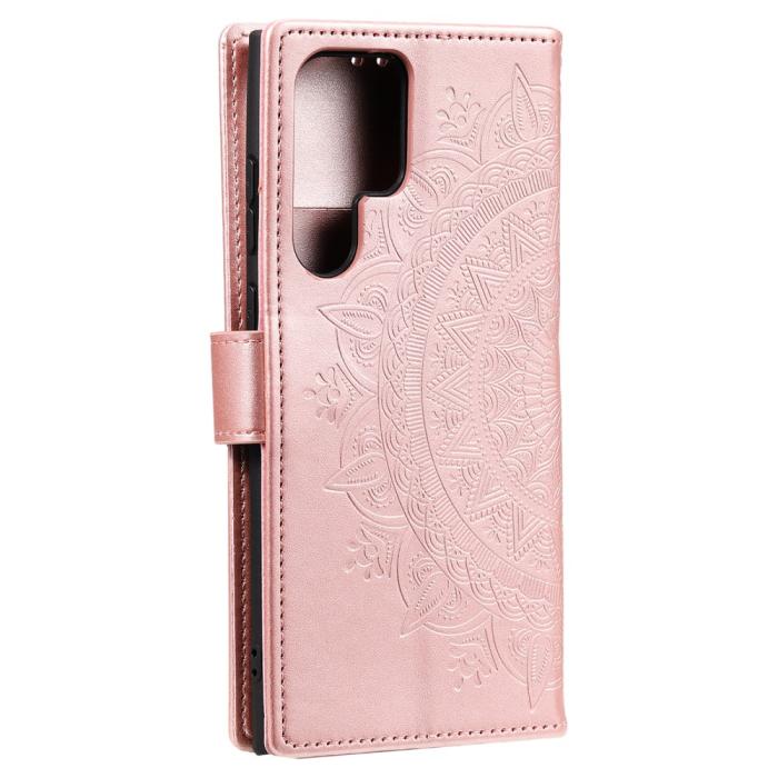 Bild 3, Samsung Galaxy S22 Ultra Fodral Mandala Läder Roséguld