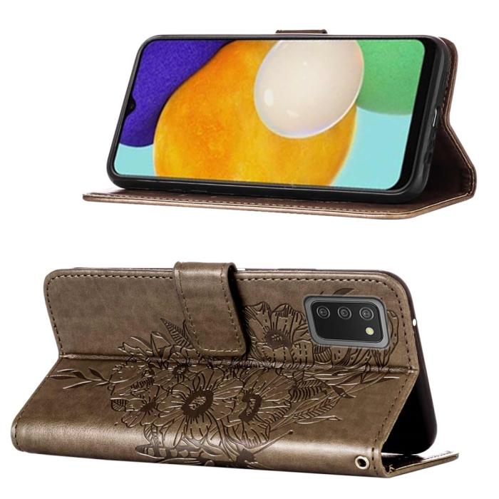 Bild 3, Samsung Galaxy A03s Fodral Tryckt Butterfly Grå