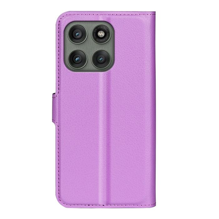 Bild 3, Motorola Edge 60 Pro Fodral Litchi Läder Lila
