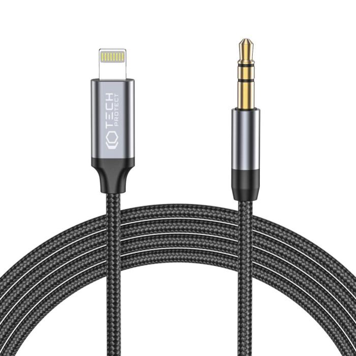 Bild 1, Tech-Protect 1m Lightning - AUX Ljudadapter UltraBoost Svart