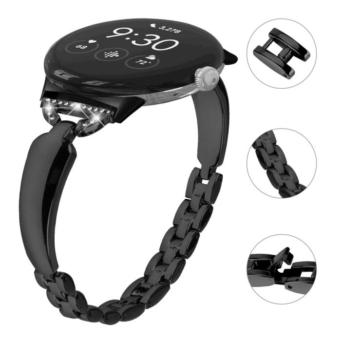 Bild 4, Google Pixel Watch / Watch 2 Metal Bling Armband Svart