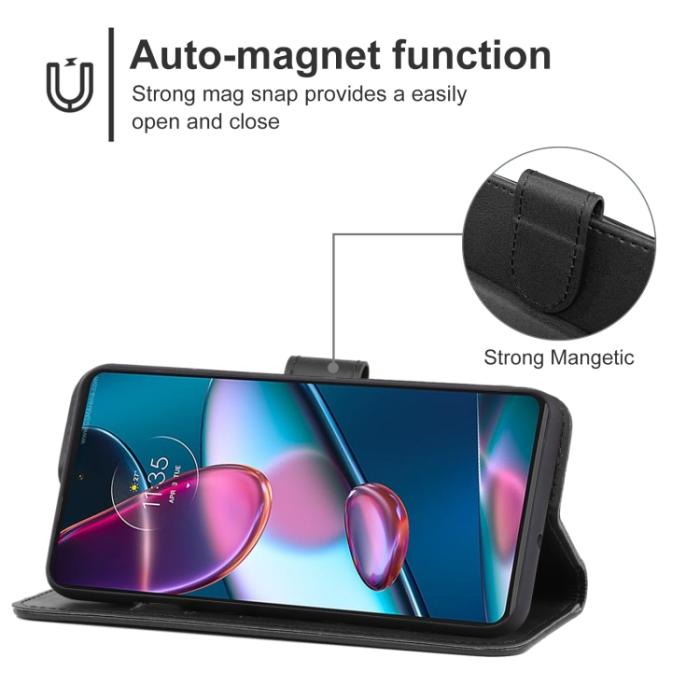 Bild 4, Motorola Edge 30 Pro Fodral Läder Svart