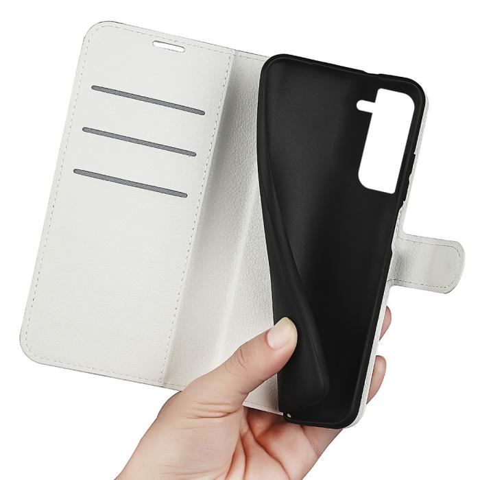 Bild 4, Samsung Galaxy S23 Plus Fodral Litchi Läder Vit