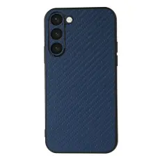 Samsung Galaxy S23 Skal Läderbelagt Kolfiber Textur Blå