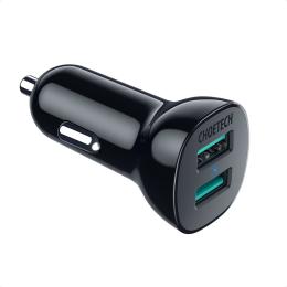 Choetech 12W 2.4A 2x USB-A Billaddare Svart