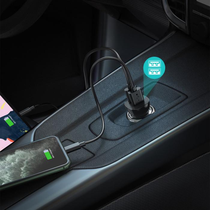 Bild 3, Choetech 12W 2.4A 2x USB-A Billaddare Svart