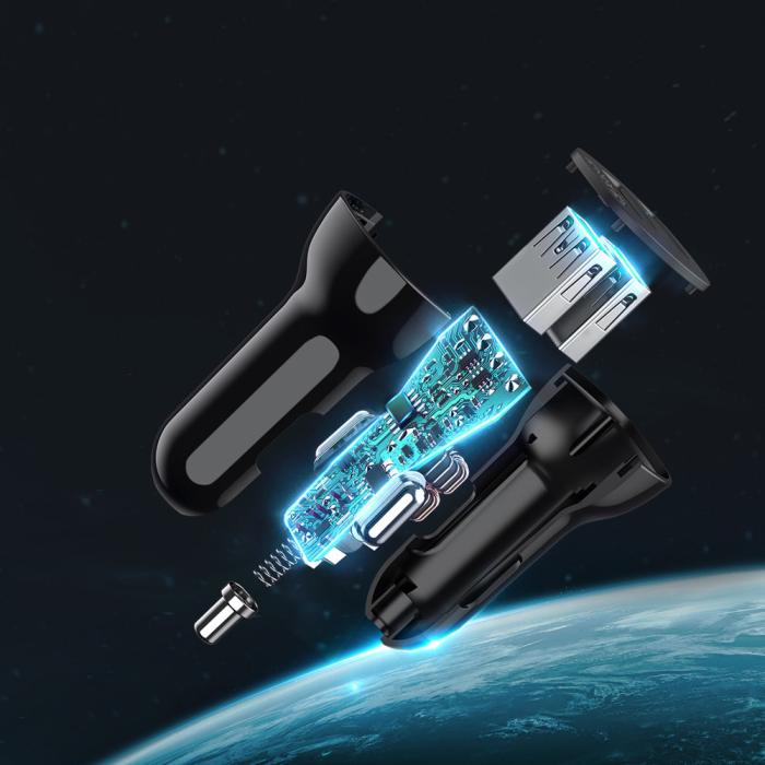 Bild 4, Choetech 12W 2.4A 2x USB-A Billaddare Svart
