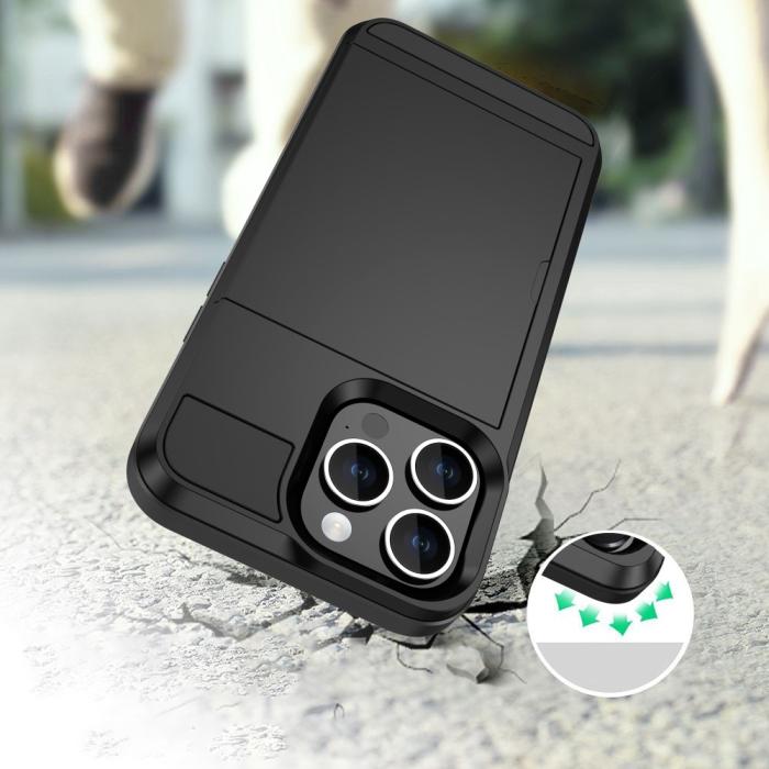 Bild 5, iPhone 15 Plus Skal Hybrid Armor Med Kortfack Grön