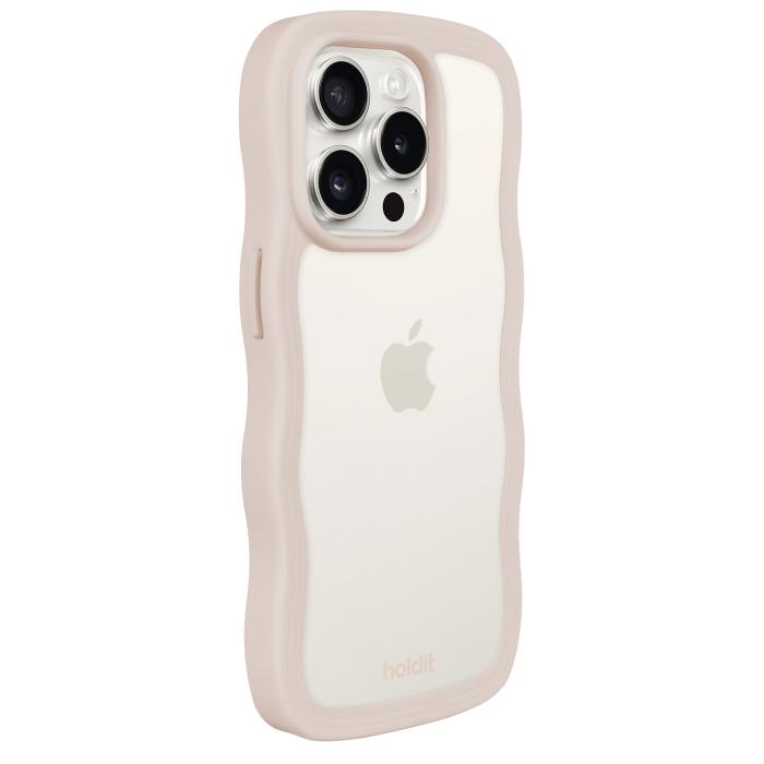 Bild 3, holdit iPhone 15 Pro Skal Wavy Light Beige Transparent