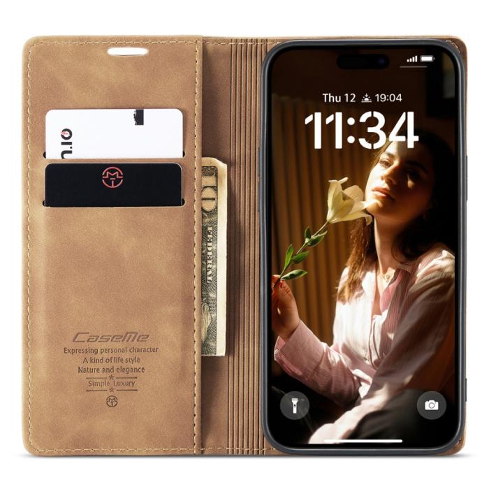 Bild 2, CASEME iPhone 16 Fodral Flip Läder Brun