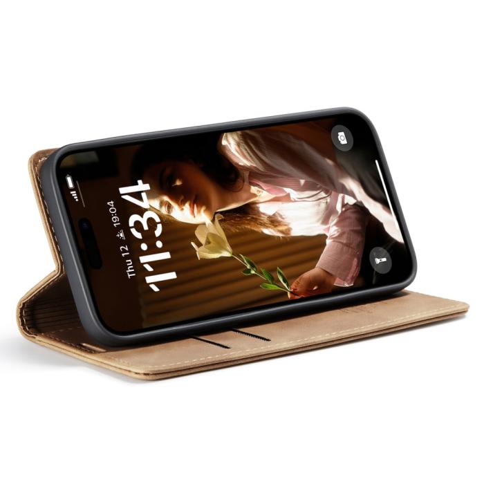 Bild 3, CASEME iPhone 16 Fodral Flip Läder Brun