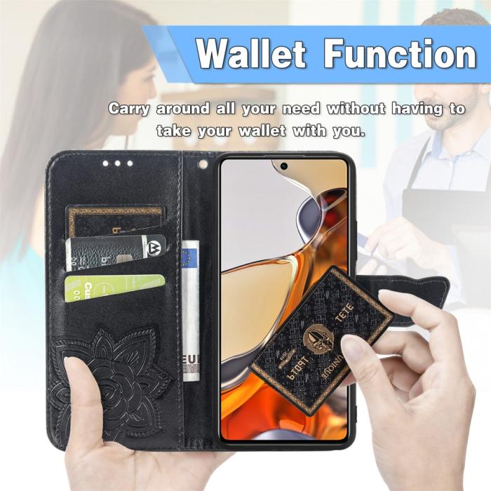 Bild 6, Xiaomi 11T / 11T Pro Fodral Läder Butterfly Svart