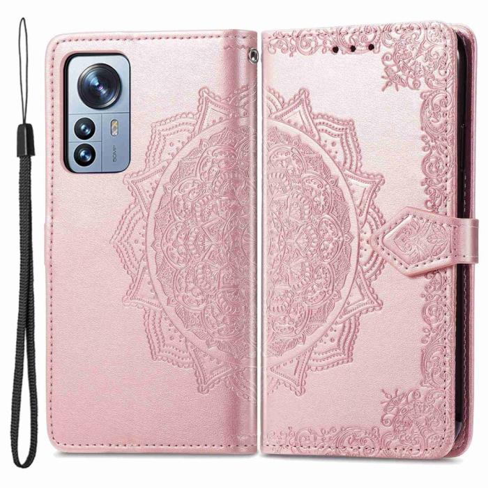 Bild 1, Xiaomi 12T / 12T Pro Fodral Mandala Läder Roséguld