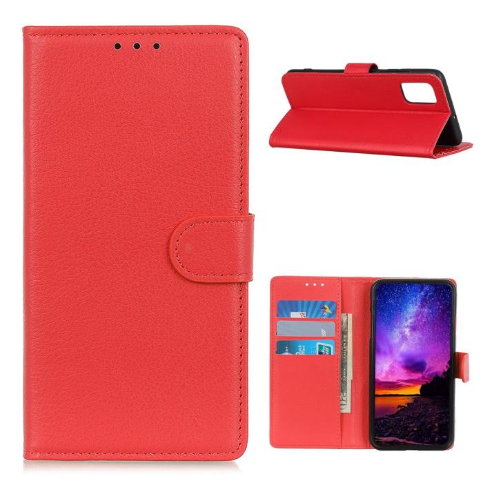Bild 1, Samsung Galaxy A02s - Litchi Läder Fodral - Röd