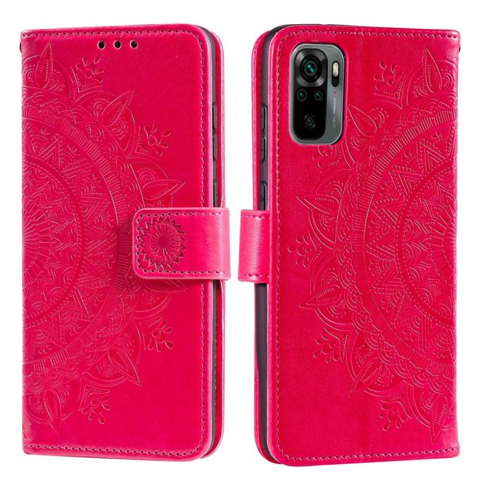 Bild 1, Xiaomi Redmi Note 10S - Mandala Läder Fodral - Röd