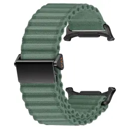 Galaxy Watch Ultra 47 mm Armband Nylon Justerbart Mörk Grön