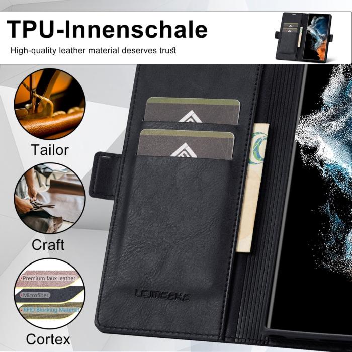 Bild 5, LC.IMEEKE Galaxy S23 Ultra Fodral RFID Magnetisk Stängning Svart