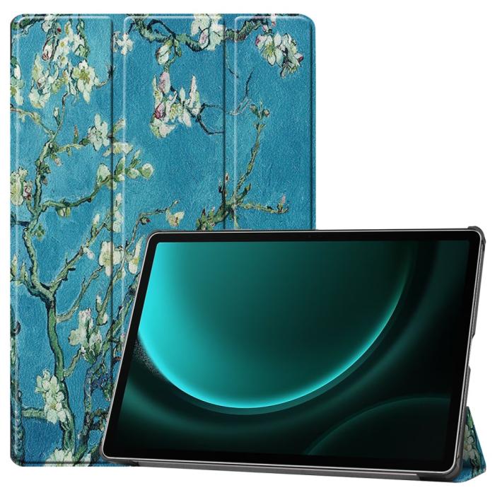 Bild 1, Galaxy Tab S9 FE Plus Fodral Tri-Fold Läder Peach Blossom