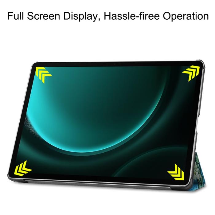 Bild 4, Galaxy Tab S9 FE Plus Fodral Tri-Fold Läder Peach Blossom