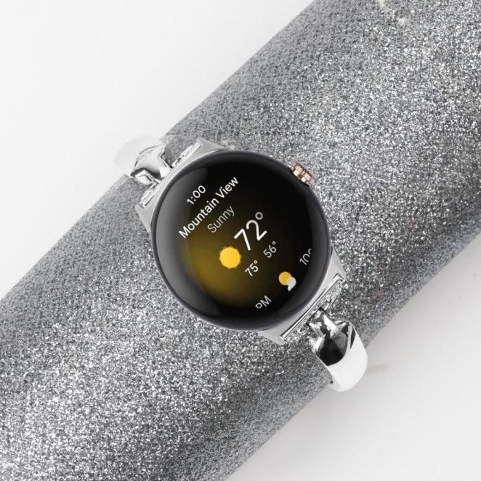 Bild 3, Google Pixel Watch / Watch 2 Metal Bling Armband Silver