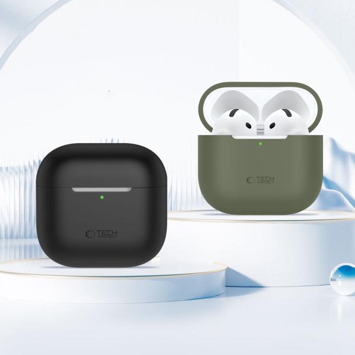 Bild 3, Tech-Protect AirPods 4 Skal Silikon Crayon Grey
